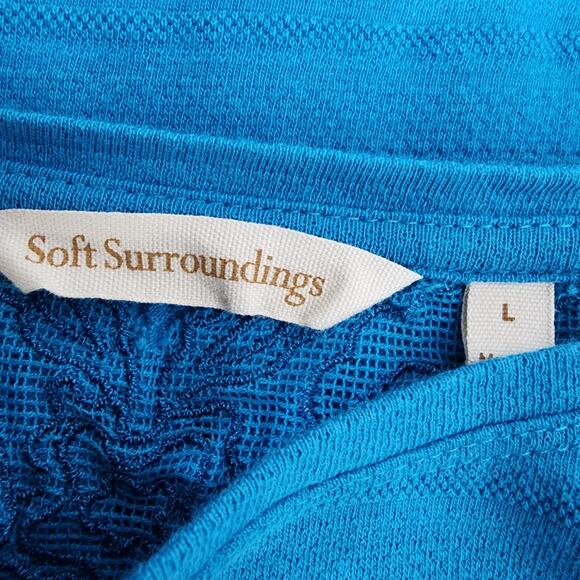 Soft Surroundings Top Large Ventana Tee Short Sleeve Embroidered Mesh Cut Out - Picture 8 of 10